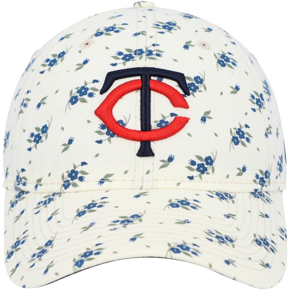 New Era. Minnesota Twins, Cream Chrome & Blue Floral 9TWENTY Adjustable Hat